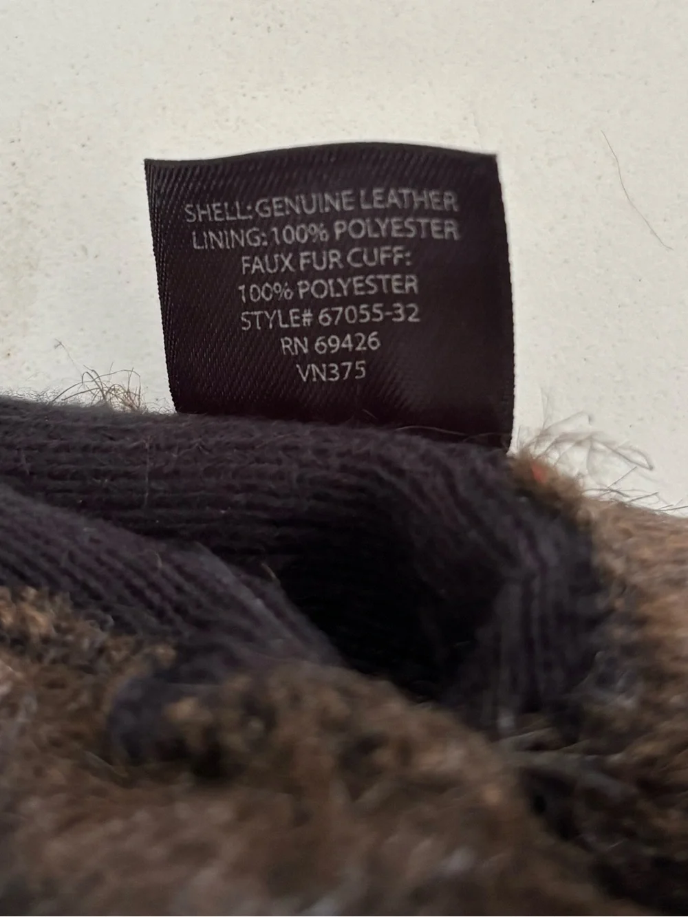 Wilsons Leather Brown Leather Gloves Faux Fur Trim Women's Medium